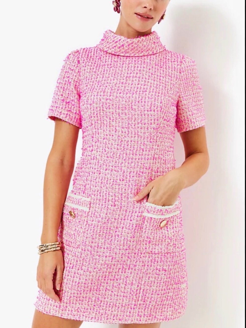 Lilly Pulitzer Pink Tweed Short-Sleeve Shift Dress